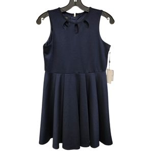 NEW Laundry by Shelli Segal Retro Mod Fit & Flare Dress Neckline Cutouts Blue 14